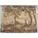 A large French tapestry wall hanging depicting a hunting scene. 250 by 167cm (98.5 by65.75ins)