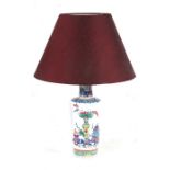 A Chinese famille rose vase form table lamp, 24cms (9.5ins) high.Condition Report Restorations to