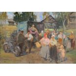 Mid 20th century French Impressionist school - French Village Scene - indistinctly signed & dated '