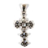 A 925 silver and moonstone crucifix pendant, 6cms (2.25ins) high.