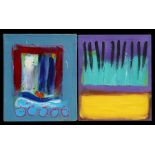 Patricia Lomax (British b1940) - Aubergine - and - Weed Free - two abstract studies, oil on