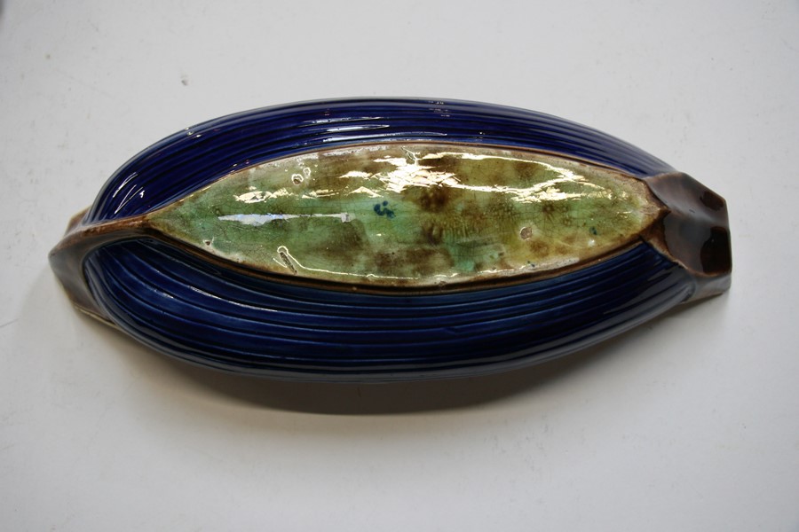 A 19th century majolica sardine dish and cover, 32cms (12.5ins) wide.Condition Report Loss to - Image 2 of 6