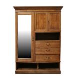 A Victorian ash compactum wardrobe, 148cms (58.25ins) wide.