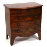 A 19th century mahogany bow fronted chest of small proportions, with two long drawers (probably
