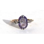 A 9ct gold amethyst set dress ring, approx UK size 'M'.