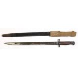 A French Chassepot bayonet and scabbard, overall 72cms (28.25ins) long.