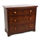 A mahogany chest of three long graduated drawers, 107cms (42ins) wide.