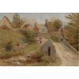 E Booth, Victorian school - A Figure on a Country Lane, Beamsley, York - signed & dated 1888 lower