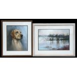 G Oliver - Dummock - study of a yellow Labrador, signed & dated '90 lower right, pastel, framed &