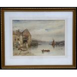 W C Goddard (?) - Fishing Harbour Scene - indistinctly signed & dated 1894, watercolour, framed &