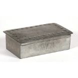An Arts & Crafts Tudric Pewter tabletop cigarette box, 16.5cms (6.5ins) wide.