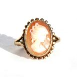 A 9ct gold cameo dress ring, approx UK size 'L'.