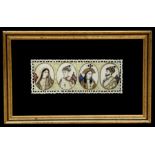 A group of four Indian portrait miniatures mounted as one, 15cms (6ins) wide.