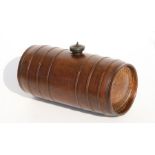 A bamboo wine barrel with brass screw-in stopper, 21cms (8.25ins) long.
