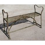 An Arts & Crafts forged iron garden bench, 121cms (47.75ins) wide.Condition Report Slightly rusty