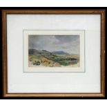 Late 19th / early 20th century school - Moorland Scene with Heather - watercolour, framed &