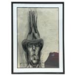 Jain Wallis - In My Father's Hat - 20th century school, charcoal, framed & glazed, 57 by 83cms (22.5