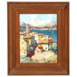 Continental school - St Tropez - indistinctly signed lower right, oil on board, framed, 26 by