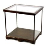 Taxidermy. A rectangular glass display case suitable for taxidermy display, 58 by 47 by 52cms (22.75