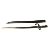 A French Chassepot bayonet and scabbard, overall 72cms (28.25ins) long.