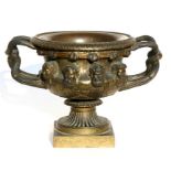 A Grand Tour type bronze model of the Warwick vase, 30cms (12ins) wide.
