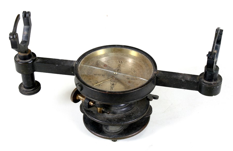 A late 18th/ early 19th century brass theodolite by THOMAS JONES, LONDON, the silvered compass