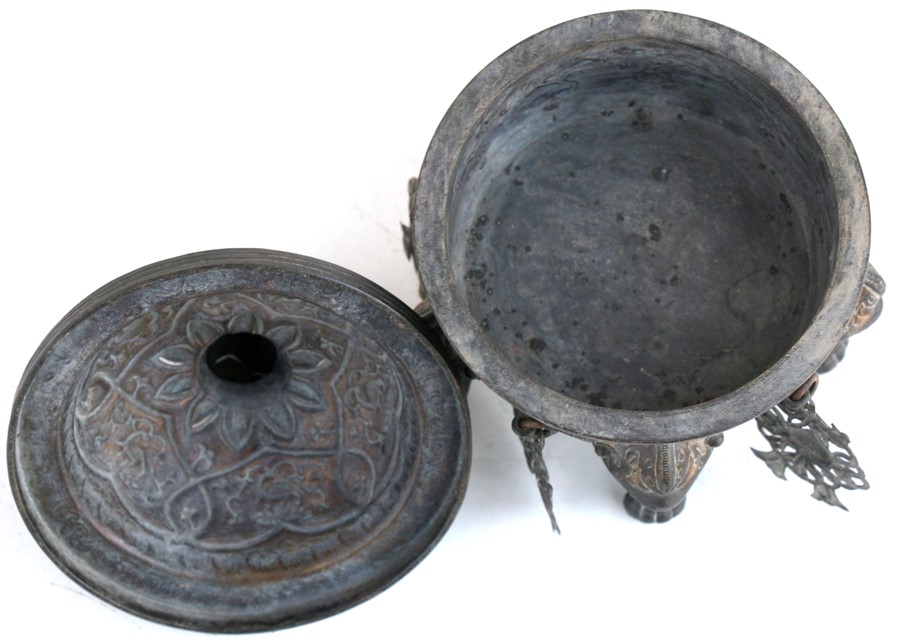 A Chinese bronzed censer standing on five mask capped legs 11cm (4.25ins) high - Image 8 of 8