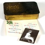 A WW1 Princess Mary tin together with its original 1914 Xmas card with picture and envelope