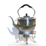 A Mappin & Webb silver plated spirit kettle on stand, 39cms (15.25ins) high.