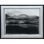 Nancy Baldwin (British b1935) - Ranoch Moor, Scotland - signed & dated 1985 lower right, charcoal,