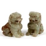 A pair of Chinese jade temple lions. 7.5cm (3ins) high