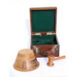 A copper gavel with oak block bearing a plaque inscribed 'RNWAR No. 1 District, District Commander