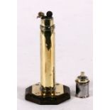 A trench art table lighter in the form of a lighthouse, 17cms (6.75ins) high.