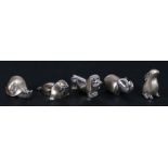 A group of 925 sterling silver Hazorfim models of animals to include a rhinoceros, a walrus and a