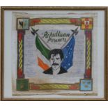 A Provisional IRA Portlaoise Jail prisoner artwork on handkerchief with twenty eight prisoners