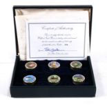 Six boxed silver & enamel Wildlife Trust Limited Edition boxes designed by Peter Scott, with