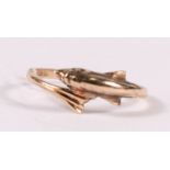 A 9ct gold dolphin ring, approx UK size 'J'.