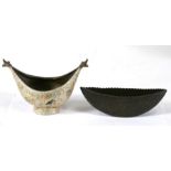 A Kashmir cachepot, 16cms (6.75ins) wide; together with an Indo-Persian cachepot, 16cms (6.26ins)