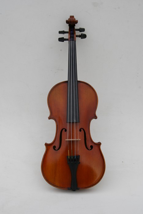 A one piece back violin and bow, cased.Condition Report Violin back measures 35cms. - Image 18 of 23