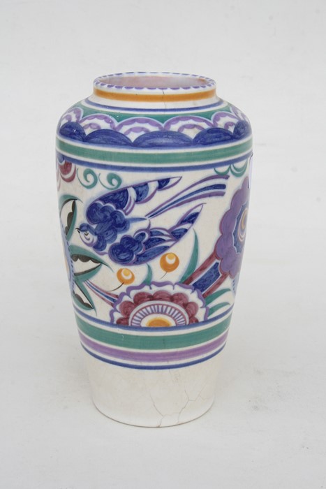 A group of four Poole Pottery vases decorated with birds and flowers, the largest 24cms (9.5ins) - Image 2 of 4