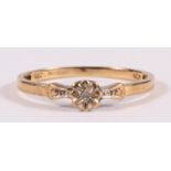 A 9ct gold diamond ring, approx UK size 'K'.