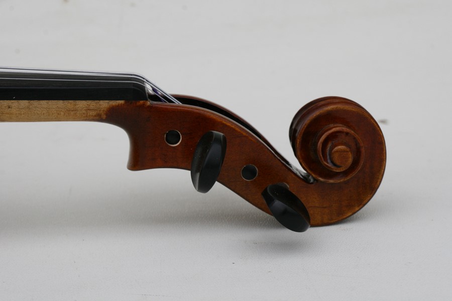 A one piece back violin and bow, cased.Condition Report Violin back measures 35cms. - Image 17 of 23