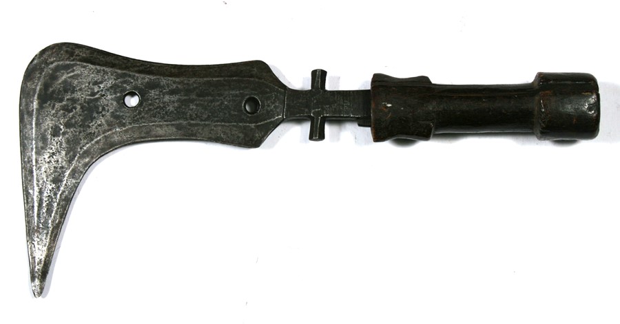 An African axe, possibly Congolese, with hardwood handle, 41cms (16ins) long.