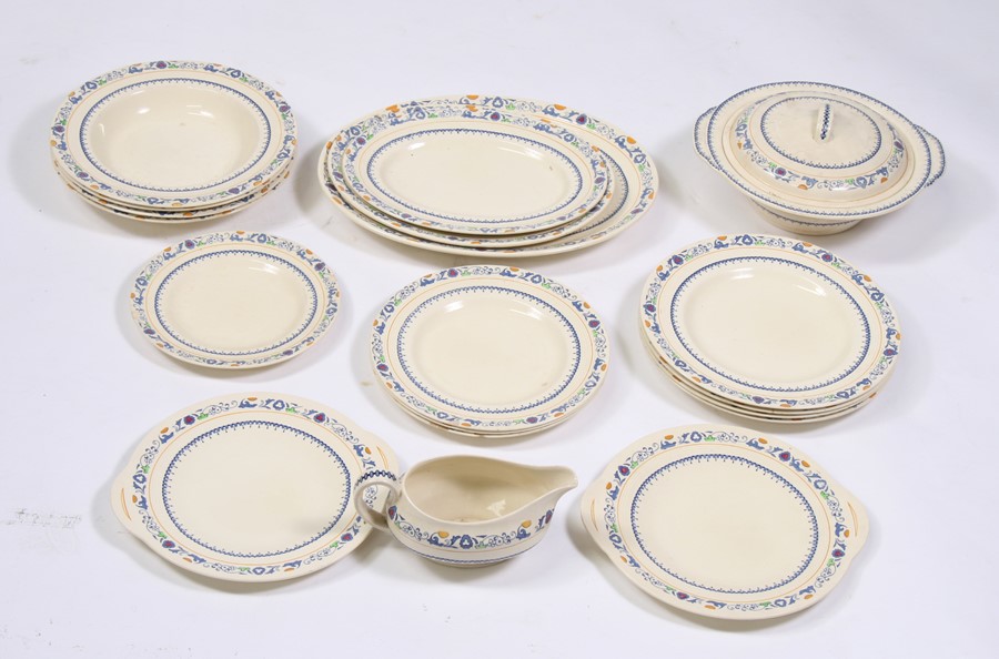 A Woods Cranston pattern part dinner service, to include meat plates and tureen.