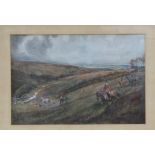 Lionel Edwards (1878-1966) - Fox Hunting Scene - print, framed & glazed 46 by 30cms (18 by 12ins).