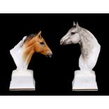 A pair of Royal Worcester studies of famous horse heads, Aethon & Astrope. largest 14cm (5.5 ins)