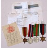 A WW2 Tunisia casualty group of medals belonging to Fusilier Frank Archibald Lunn of the Royal