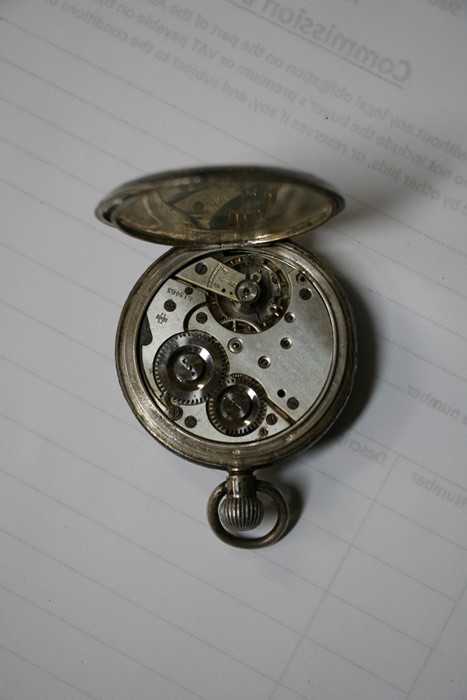 A silver open faced pocket watch, the white enamel dial with Roman numerals and subsidiary seconds - Image 2 of 6