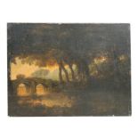 18th / 19th century school - Horse & Cart Crossing a River in a Woodland Scene - oil on panel,