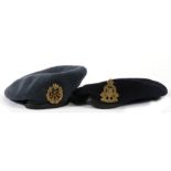 A Royal Air Force beret together with a Royal Army Service Corps beret, both with original cap